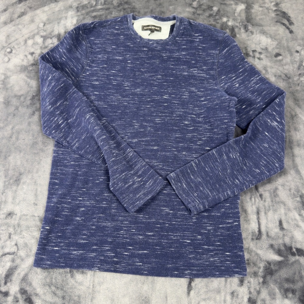 Banana Republic Pullover Mens Medium Blue Space Dye‎ Long Sleeve Crew Neck